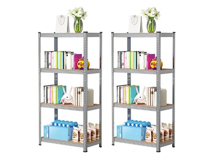 2X Etagères modulables à 4 plateaux Charges lourdes max 700kg Étagère de Rangement Industriel avec Planches Réglables 80x40x160cm