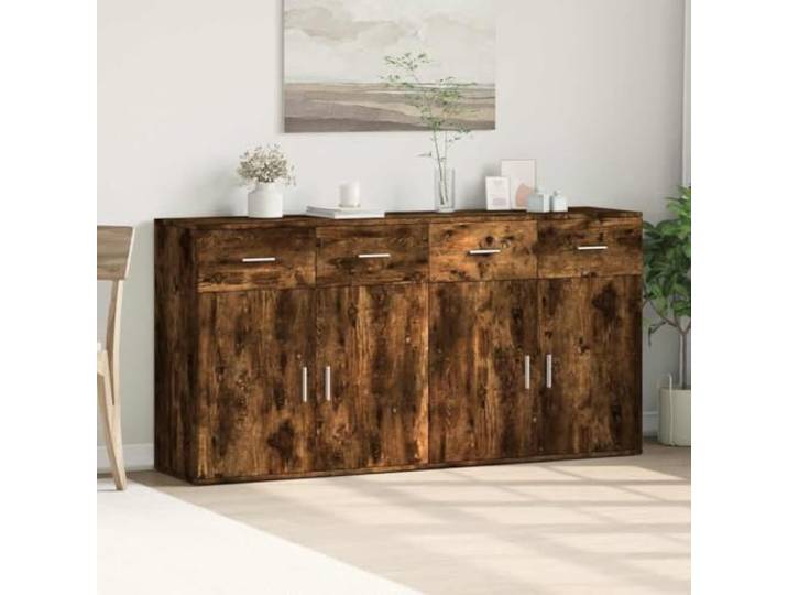 KTHLBRH Sideboards 2 Stück Eiche Rauch 79 x 38 x 80 cm Holz mehrschichtig Praktischer Stauraum, robust und stabil, leicht zu reinigen, breite Anwendung