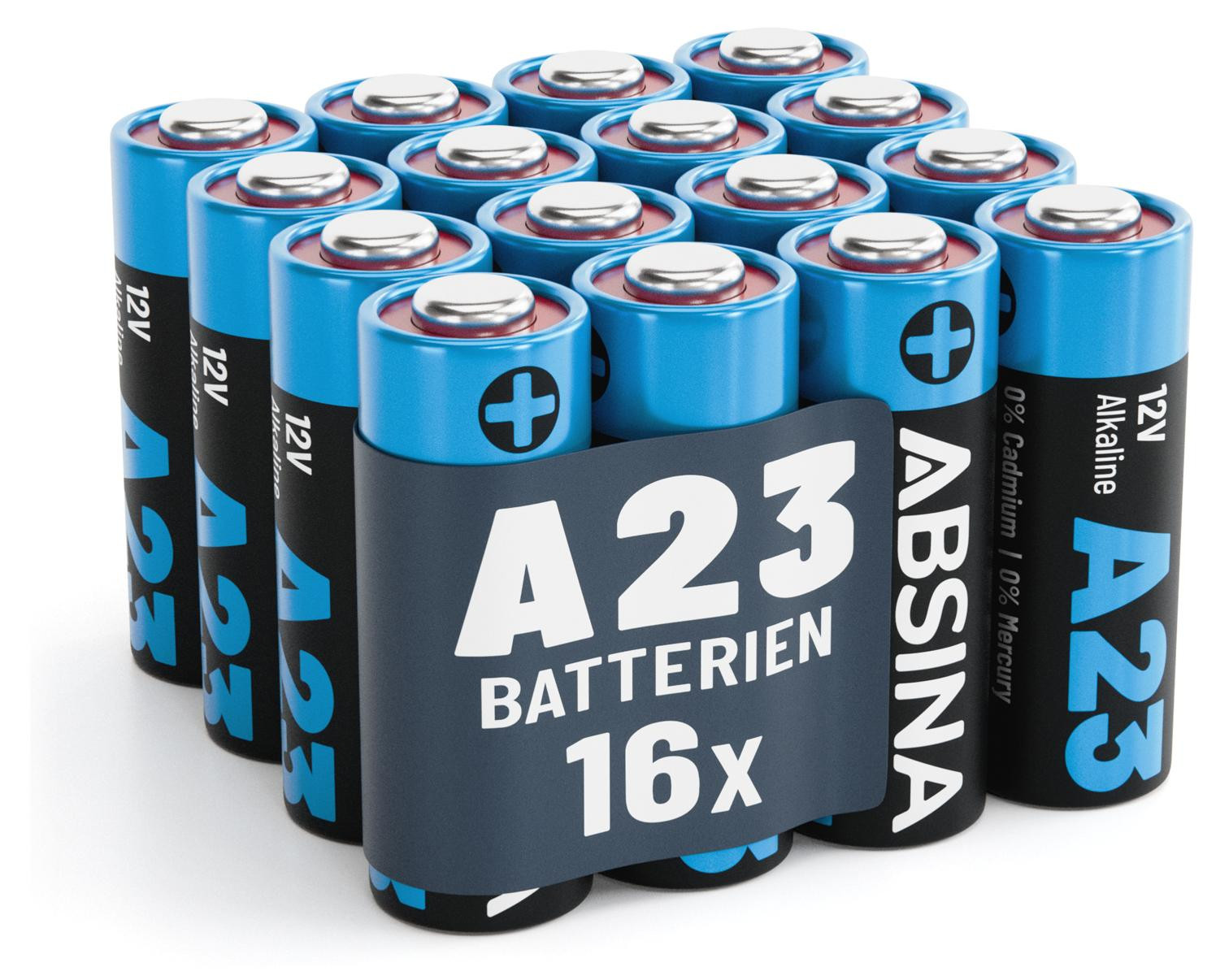ABSINA 16 stuks A23 12V alkaline batterijen voor garagedeuropeners en meer