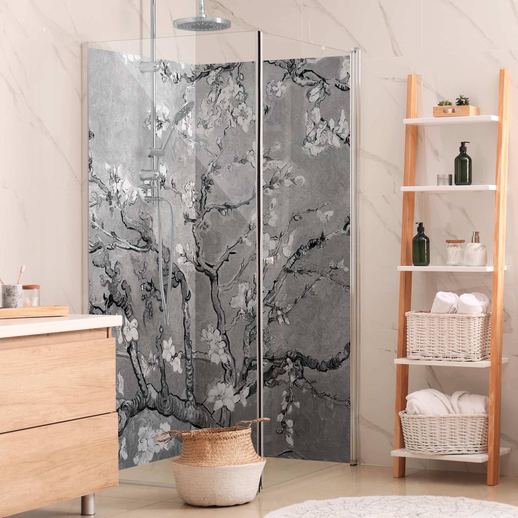 Duschrückwand originell selbstklebend - 0.61 mm Wandpaneel wasserfest Design grau Badrückwand fugenlos Premium matt 110x210 cm