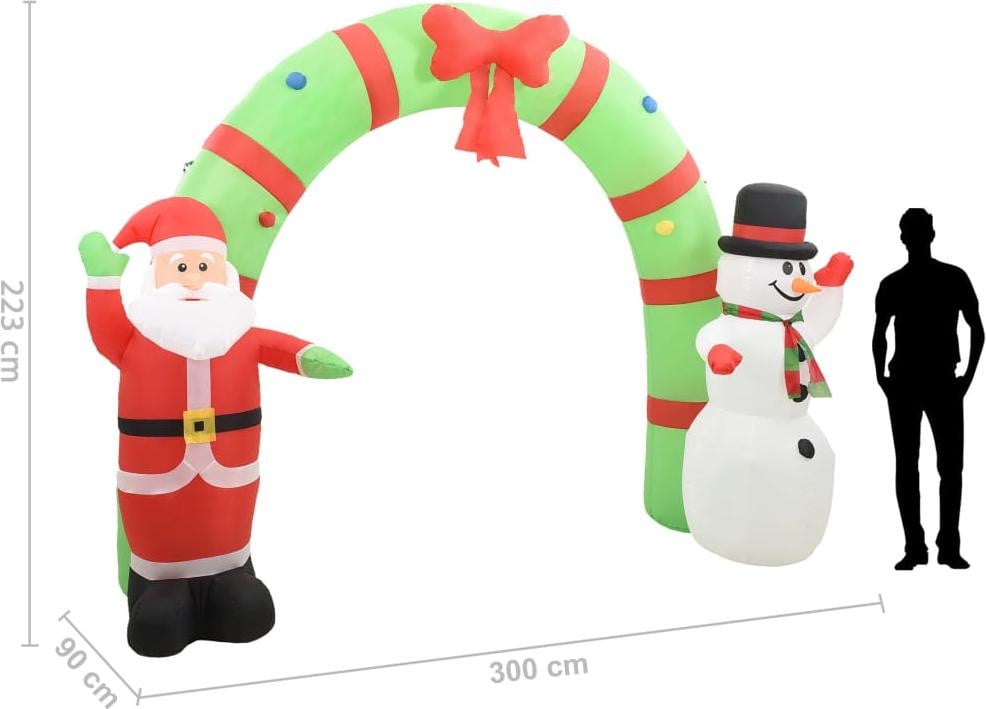 vidaXL Opblaasbare kerstman en sneeuwpop decoratieboog met LED-verlichting, 223 cm