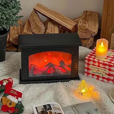 Perfect Picks Market Christmas Fireplace Flame Light LED Table Lamp Charcoal Style, Perfect For Holiday Winter Gifts, Parties, And Home Christmas Fireplace Flame Light LED Table Lamp Charcoal Style, Perfect For Holiday Winter Gifts, Parties, And Home