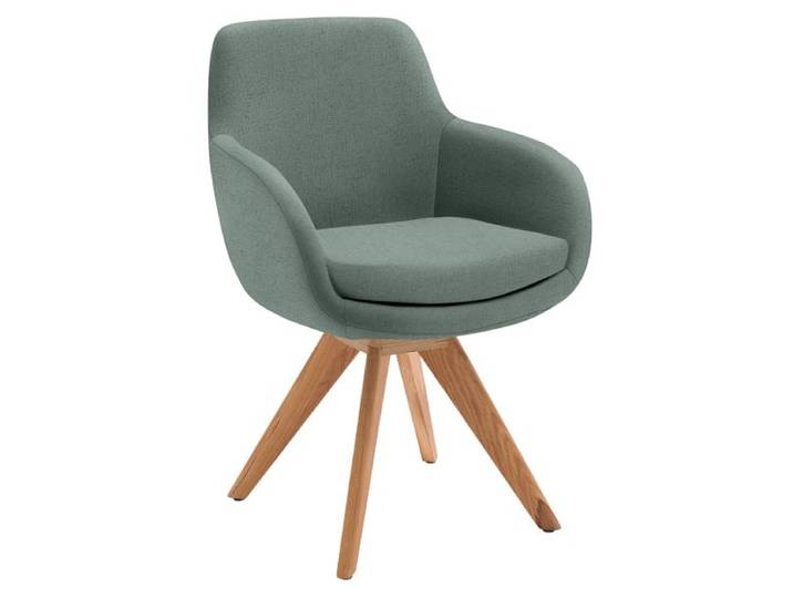 Musterring Armlehnstuhl Tavia Webstoff/Massivholz drehbar Aqua Vierfußgestell