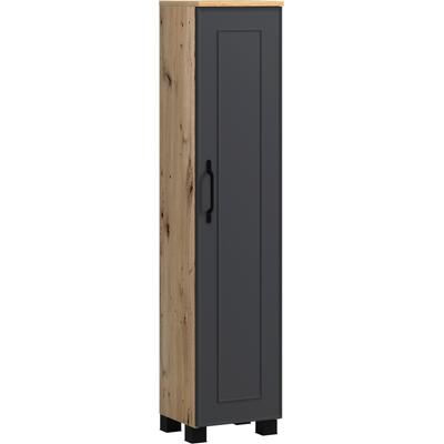 Midischrank WELLTIME "CADIZ, gedämpfte Scharniere", matt grau, B:30cm H:130cm T:35cm, MDF, Schränke, Midischrank