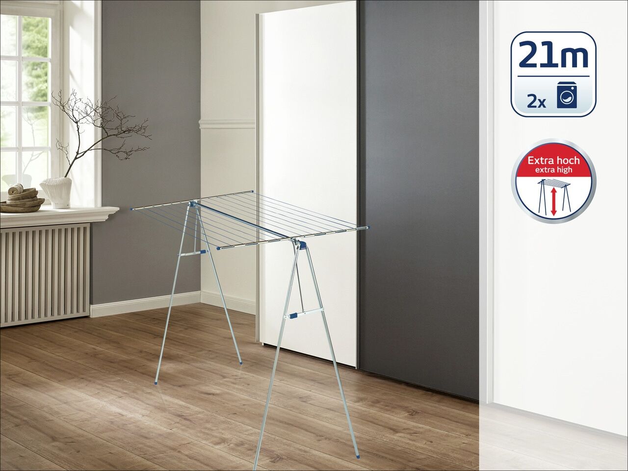 Wäscheständer LEIFHEIT "LinoMaxx 210", silber (silberfarben), B:150cm H:150cm T:100cm, Aluminium, Wäscheständer, Wäscheständer