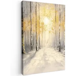 LEINWANDBILD Winter - Abstrakt - Schnee - Natur - Sonne Deko XXL 80x120 cm
