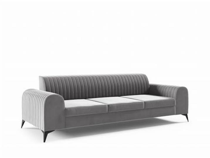 LIKMA Grau 3 Sitzer Samt Sofa ELSA 234x77x93 cm 3-er Couchgarnitur Hydrophobe Beschichtung Velvet Moderne Wohnzimmer Couch Velours Glamour Design Stoff Fresh 14