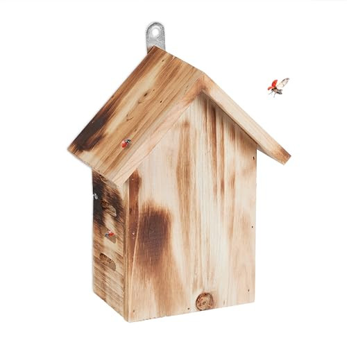 Relaxdays Lieveheersbeestjes hotel voor in de tuin, bruin, onbehandeld hout
