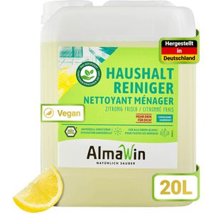AlmaWin Allzweckreiniger Haushaltreiniger, Konzentrat, mit Zitronenduft, Kanister 20 Liter