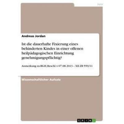 Ist die dauerhafte Fixierung eines behinderten Kindes in einer offenen heilpädagogischen Einrichtung genehmigungspflichtig?, Taschenbuch von Andreas