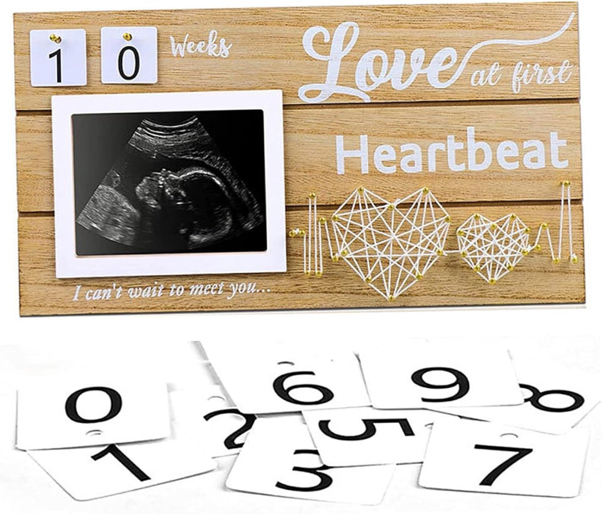 Echografie Fotolijst voor Baby Aandenken met Mijlpaalkaarten - Beige