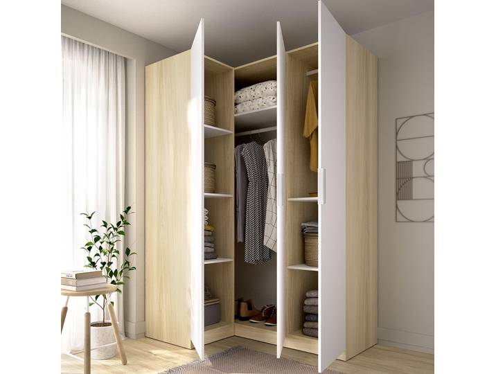 Reeves - Armoire 3 Portes\, 95x142 cm Blanc\, Porte-manteaux