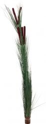 Europalms Reed grass with cattails,dark-green, artificial, 152cm mørkegrøn grøn