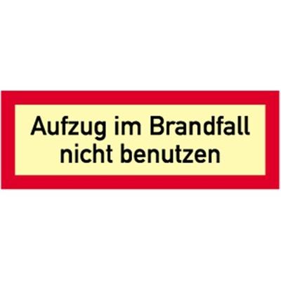 Aufkleber Aufzug im Brandfall nicht benutzen, Folie, nachleucht., 160-mcd, 148x52 mm