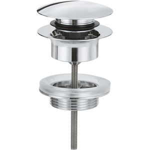 GROHE Ablaufgarnitur mit Klickverschluss 65807000, aus Metall, für Waschbecken mit Überlauf, Push-Open-Funktion, verchromt
