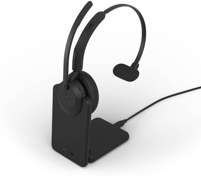 Jabra GN Jabra Evolve3 45 Mono USB-C MS + Socle Casque mono sans fil certifié Microsoft Teams avec socle de charge, connexion USB-C, ANC et 3 microphones