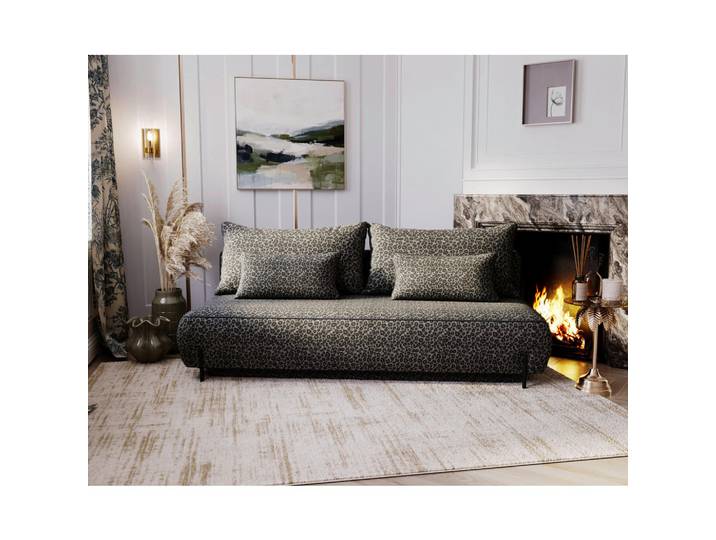 Livetastic Schlafsofa Candy, Dunkelgrau, Metall, Animalprint, 3-Sitzer, Füllung: Schaumstoffflocken, 212x90x95 cm, Stoffauswahl, Rücken echt, Kinderzimmer & Jugendzimmer, Jugendmöbel, Jugendsofas