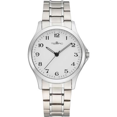 Quarzuhr TEMPIC, silber (silberfarben, weiß), Armbanduhren, Herren, silberfarben, Quarzuhr, Armbanduhr, Herrenuhr, analog, Edelstahlarmband