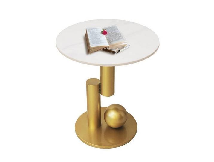 LuxusKollektion Beistelltisch Runder Beistelltisch Marmor Gold (1-St)