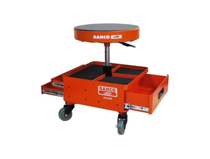 Tabouret mobile - BAHCO - Réglable en hauteur - 3 tiroirs - Capacité 136 kg - Orange