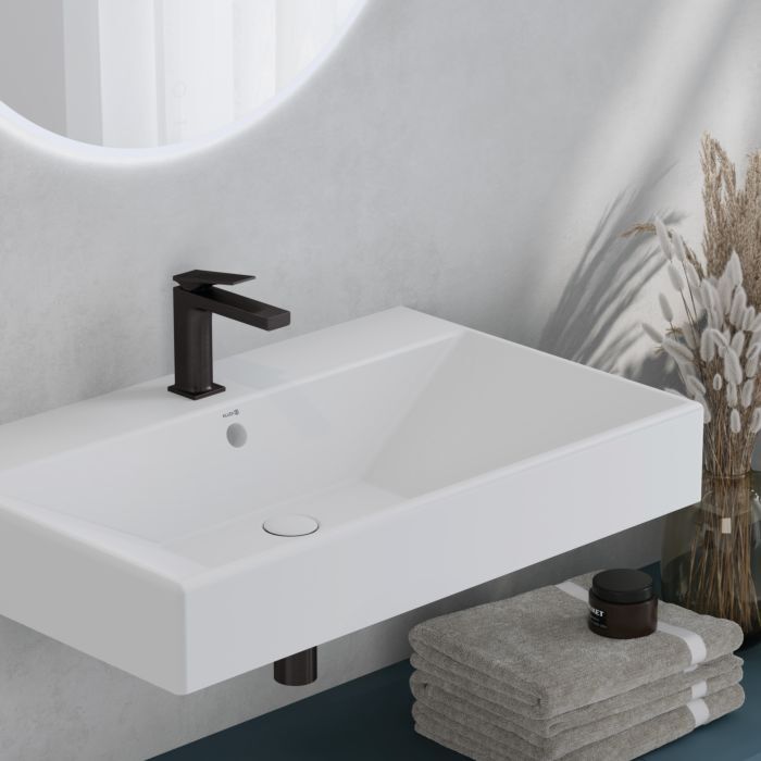 Kludi DECUS Waschtischarmatur 110 542893975 ECO PLUS, mit Push-Open Ablaufgarnitur, mattschwarz