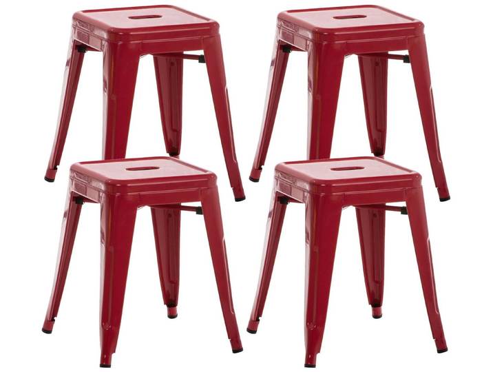TPFLiving Sitzhocker Metallhocker (Sitzhocker- stabiles Vierfußgestell), robuster Hocker mit bequemer Sitzfläche: rot