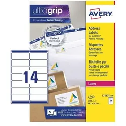 Avery Dennison, Etiketten, Etiketten Zweckform ultragrip L7163, 99,1x38,1 mm, weiss, Pk. 1400 Stk.