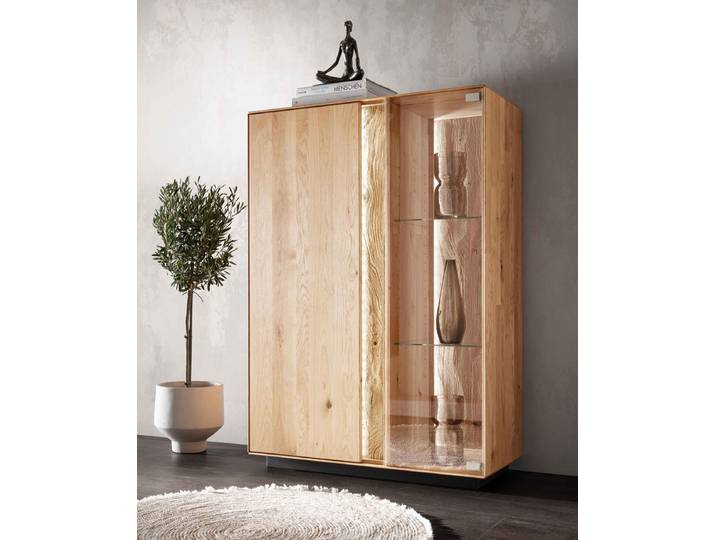 Highboard inkl. Beleuchtung 92x130cm 'Sienna' Wildeiche geölt