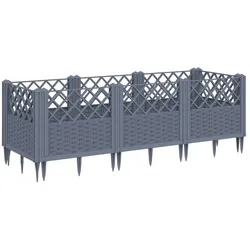 Helloshop26 - Hochbeet für Pflanzen Blumen Terrasse Garten mit Stäben 123,5 x 43,5 x 43,5 cm PP grau 02_0038182