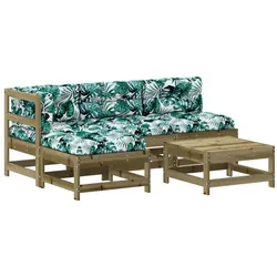 vidaXL 5-tlg. Garten-Lounge-Set mit Kissen Imprägniertes Kiefernholz