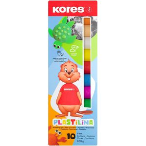 Kores Knete Plastilina Intensive, 10 Stangen, ab 3 Jahren, farbig sortiert, 200g