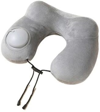 Uplifted Goods Portable Inflatable Neck Pillow With Detachable Cover For Travel Camping And Business grey