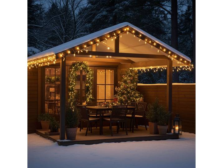 LED Lichterkette 192 LEDs, warmweiss: 7 Leuchtmodi, batteriebetrieben, IP44, 14 m
