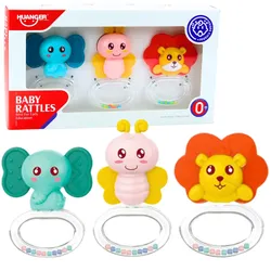 3er-Set Babyrassel-Beißringe Tiere