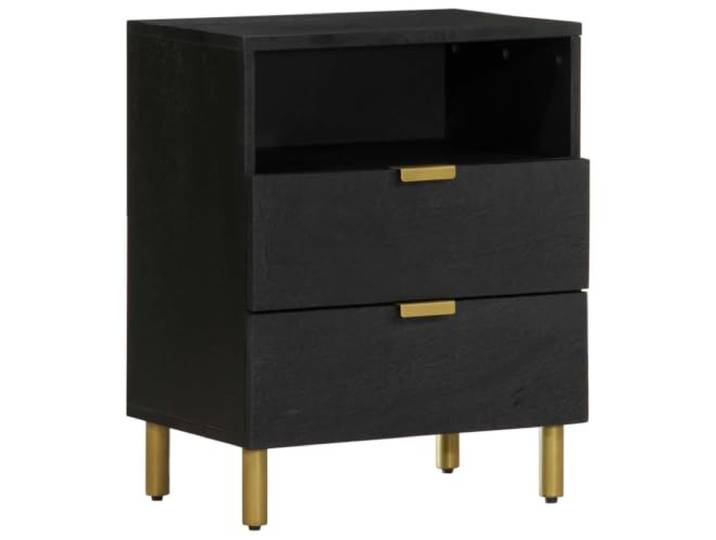 HEFZGDB Nachttisch Schwarz 50x33x62 cm Holzwerkstoff mit 2 Schubladen Stauraum, Stabile Platte für Dekoration, Modernes Schlafzimmermöbel, Langlebiges TV-Möbel