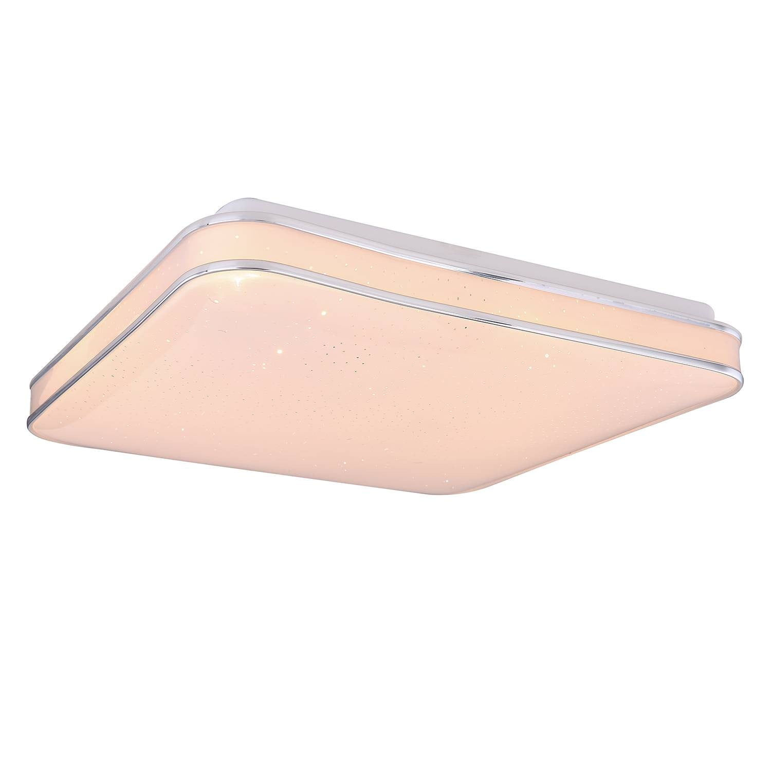 home24 LED-plafondlamp Lassy wit/zilver B: 34 cm, D: 34 cm, H: 7 cm