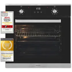 Exquisit Einbaubackofen EBE76-9-H-020 inox | Energieeffizienzklasse A | 75,6 l Garraum | Einbaubackofen 60 cm