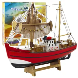 Sammlerstück Deko-Modell Fischerboot Rot 30x26cm