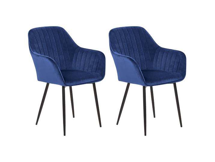 STUHL 2er-Set Samtstoff Blau Wellston