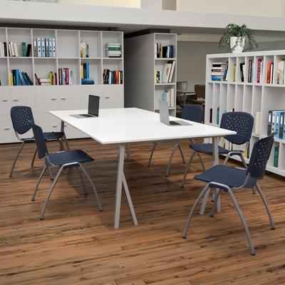 Flash Furniture 5 Pack 880 lb. Capacity Plastic Stack Chair with Powder Coated Frame