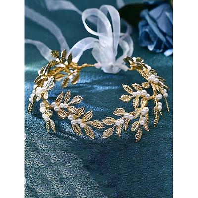 eleganter Brautgürtel aus Blattgold mit Perlenakzenten – Hochzeitsaccessoire für besondere Anlässe, Partys und Zeremonien