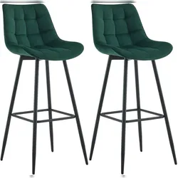 DELUKE® Barhocker 2er Set SYDNEY - Grün, Samt | Barhocker mit Lehne Barstuhl Tresenhocker Tresenstuhl Kneipenhocker Kneipenstuhl