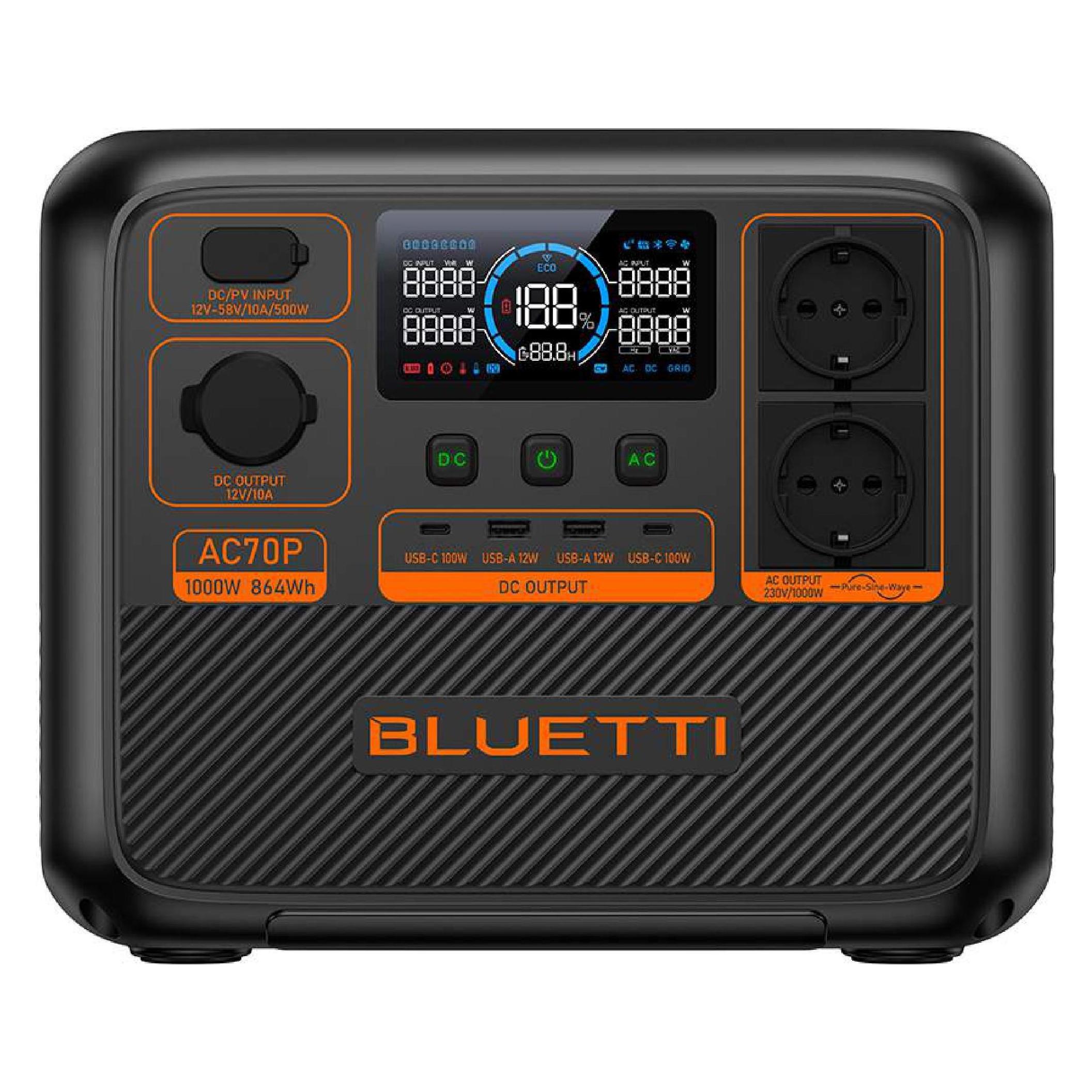 Bluetti AC70P (864 Wh, 10.70 kg) (P-AC70P-EU-GY-BL-010)