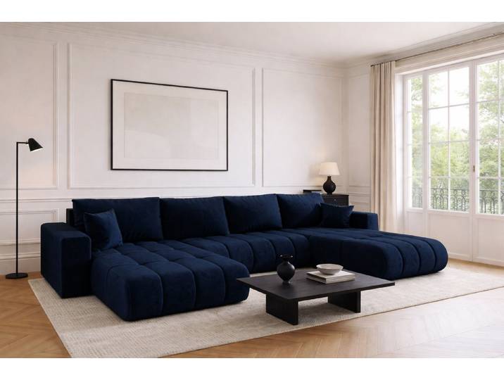 Kaiser Möbel Ecksofa U-Form Sofa mit Schlaffunktion im Veloursstoff Monolith MILO U PREMIUM, U-Form,Samtweiche Veloursoberfläche,Wasser- und schmutzabweisend