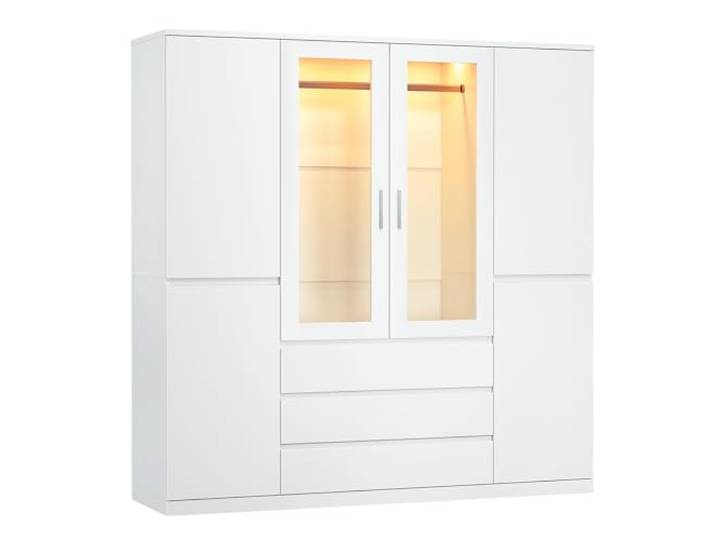 Dripex Sechs Tore Kleiderschrank, 160x48x180cm, 3 Schubladen Wardrobe Closet Weiß