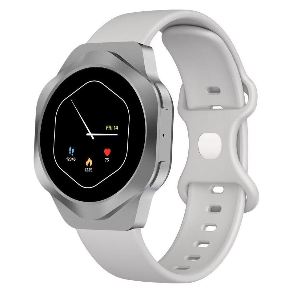Canyon Intelligente Uhren Smart Watch Hexagon 88 BT-CALL Silber (45 mm, Silber, ohne SIM) (CNS-SW88SS)