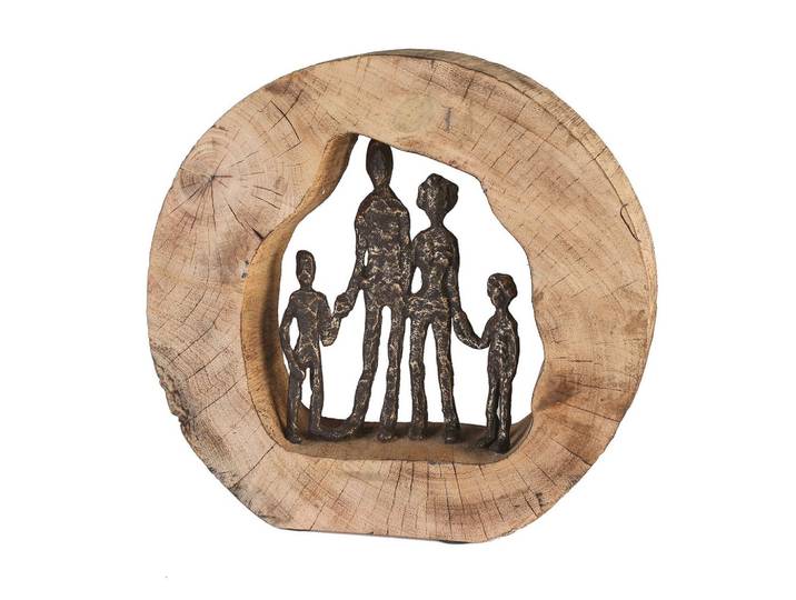 Skulptur Familie Hellbraun/Bronzefarben