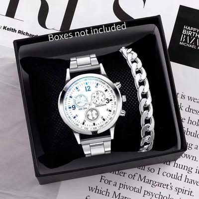 Uplift Treasures Mens Quartz Steel Band Business Watch white Without Box