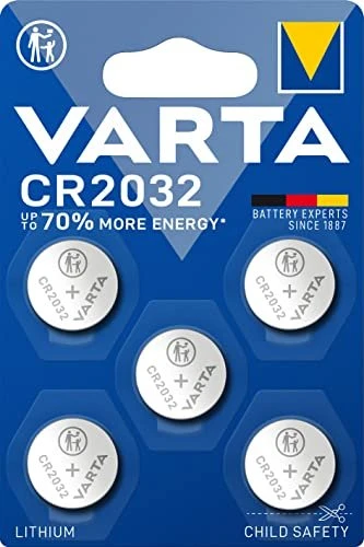 VARTA Lithium Knopfzelle CR2032, 3V Electronics, Retail Blister (5-Pack)