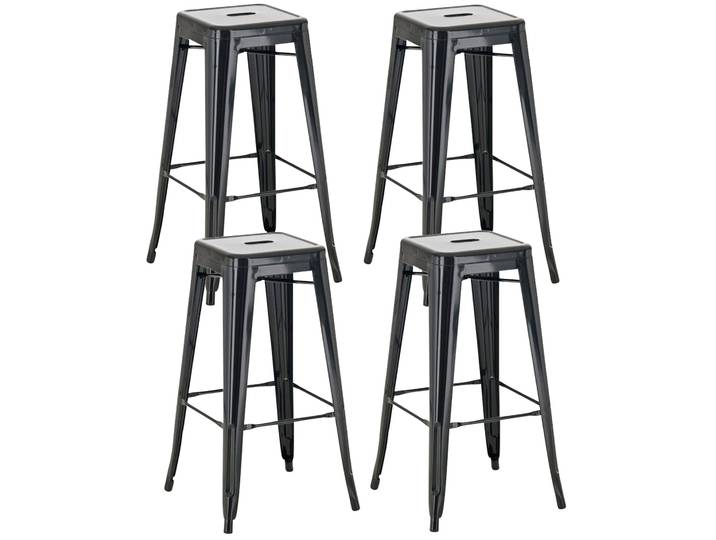 TPFLiving 4er Set Barhocker Joy Metall - Schwarz